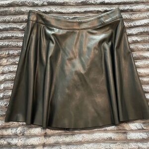 H&M Black Faux Leather Skater Skirt